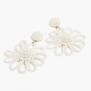 NWT J. Crew White Statement Floral Drop Earrings